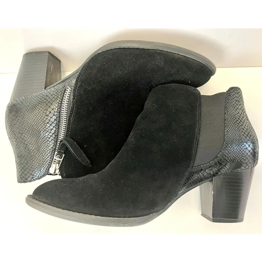 Vionic Anne Black Suede Ankle Boots. Size 9.